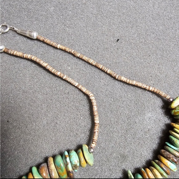 Sterling Silver Native American Disk Beaded Turquoise Necklace 24 Inches Long - Picture 5 of 9